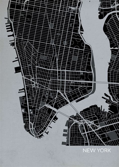 york city street map print charcoal city street maps