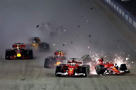 formula  crash hamilton wins singapore gp  vettel crashes