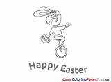 Coloring Easter Pages Rabbit Unicycle Sheet Title sketch template