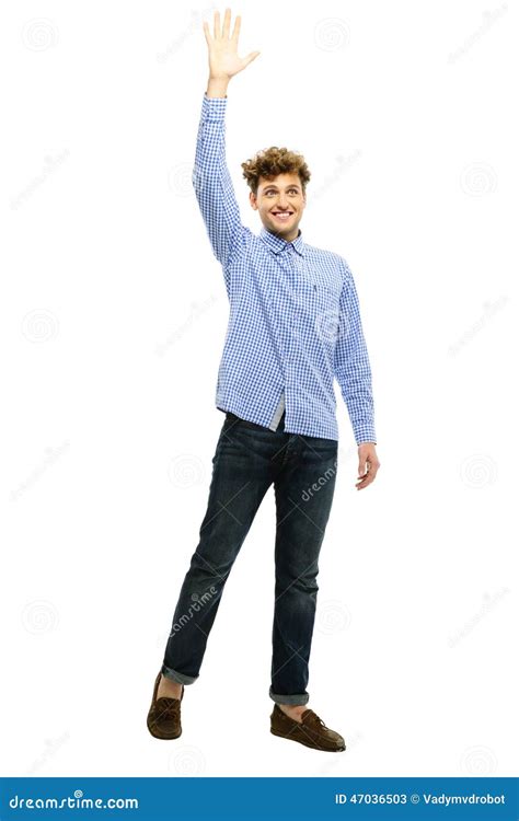 portrait   man waving  hand stock image image  communication