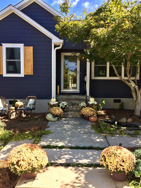 charcoal blue  sherwin williams exterior   beautiful navy fall decor  cedar  house