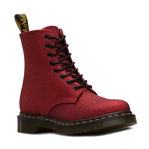 dr martens  pascal glitter womens  eyelet boots red