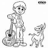 Coco Coloring Pages Disney Printable Print Miguel Size Dante sketch template