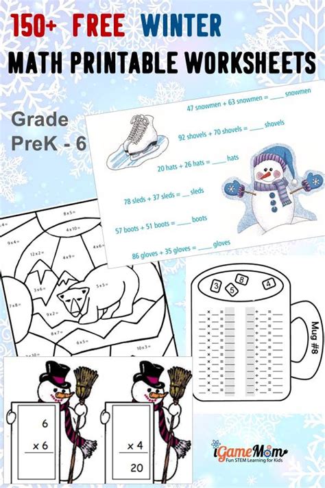winter math printable worksheets