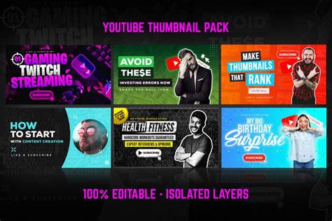 youtube thumbnail templates set