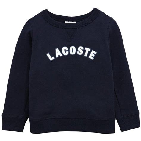 lacoste logo crew neck sweat top    polyvore featuring tops hoodies sweatshirts