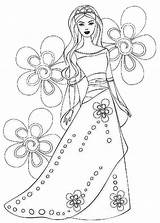 Coloring Pages Princess Flower Popular Princesses Dress Coloringhome sketch template