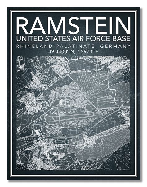 wall art map  ramstein air base rhineland palatinate etsy