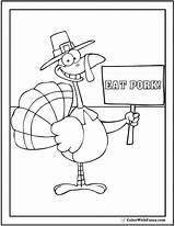 Coloring Thanksgiving Turkey Funny Pork Eat Dinner Harvest Sign Pilgrim Colorwithfuzzy Fun sketch template