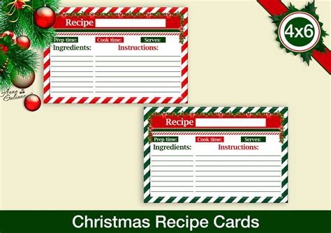 christmas recipe cards  recipe cards printable recipe