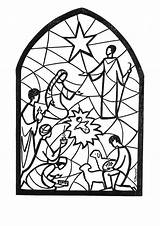 Coloring Nativity Stained Glass Printable Craft Crafts Pages Jesus Christmas Baby Coloriage Church Noël Mandala Noel Weihnachten Clipart Bible Window sketch template
