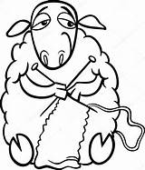 Knitting Sheep Coloring Clipart Stock Clip Illustration Funny Farm Cartoon Animal Knit Drawing Vector Depositphotos Izakowski Illustrations Graphics Book Eps sketch template
