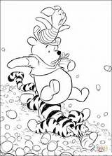 Pooh Winnie Coloring Piglet Tigger Pages Sliding Together Printable Book Puzzle Supercoloring Fall sketch template