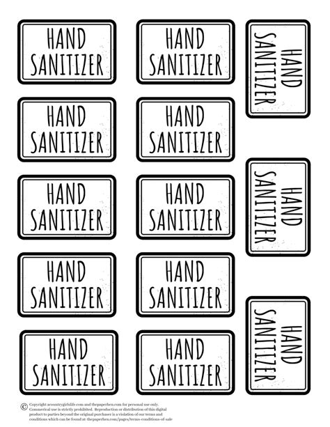 printable hand sanitizer label template  printable templates