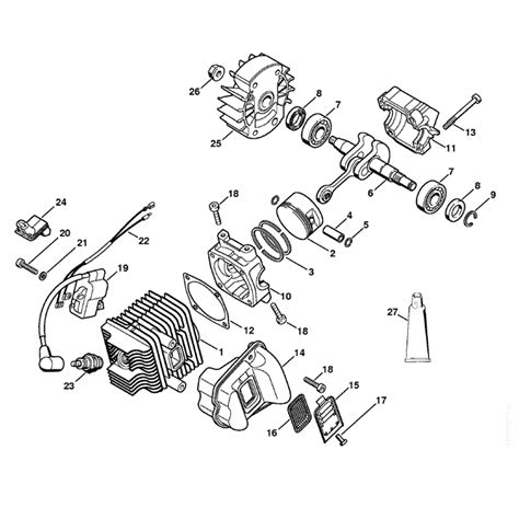stihl ms  chainsaw mst parts diagram cylinder  piston