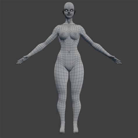 woman character base mesh rigged 3d model model character modeling