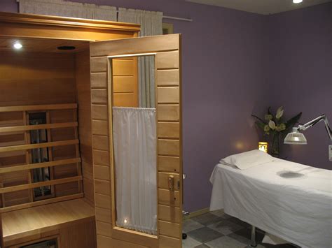 massage room with 2 person infrared dry sauna far infrared mineral