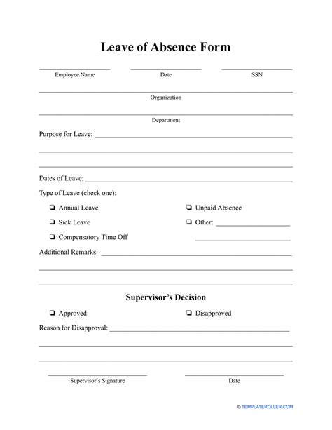 medical leave  absence template