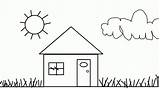 Coloring House Pages Cartoon Kids Printable Houses Print Construction Simple Printables Colouring Sheets Sheet Children Easy Preschool Library Clipart Book sketch template