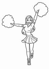 Cheerleader Coloring Pages Drawing Football Beautiful Cheering Player Print Color Place Getdrawings sketch template
