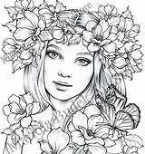 Coloring Pages Lady Spring Mariola Budek Premium Adult Printable Colouring Etsy Fairy Book Grayscale Print Books Colorier Coloriage Find Drawings sketch template
