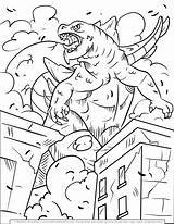 Godzilla Destroying Mecca sketch template