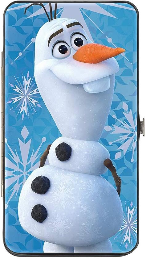 wallet hinged pu frozen  olaf smiling pose snowflakes blues white