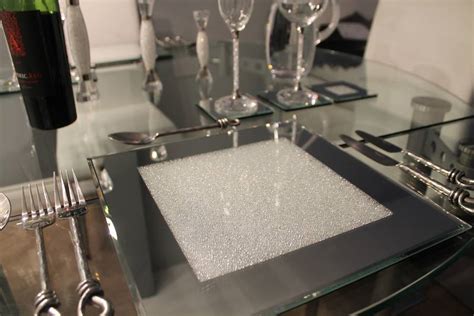 set of four mirrored placemats with swarovski crystals by diamond