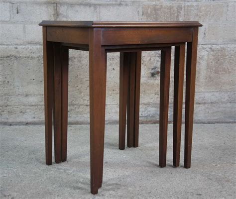 antique ferguson bros mahogany glass nesting side accent tables mid