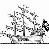 Ship Pirate Coloring Simple Drawing Anchor Galleon Kids Rear sketch template