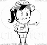 Mad Girl Pointing Safari Clipart Cartoon Coloring Outlined Vector Thoman Cory Royalty sketch template