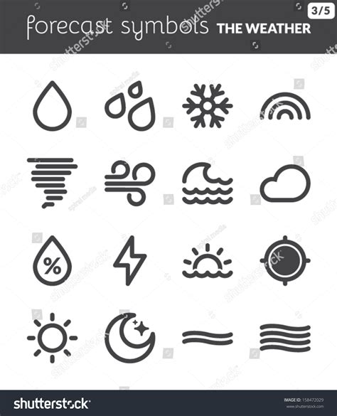 black icons   weather forecast symbols  stock vector