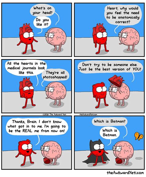 the real deal memes awkward yeti funny heart brain comic
