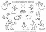 Nativity Coloring Christmas Story Pages Printable Colouring Clipart Crib Figures Scene Stable Color Cut Bible Clip Kids Preschool Gif Cards sketch template