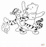 Coloring Pooh Tigger Pages Halloween Winnie Ball Playing Bear Printable Christmas Poo Color Para Colorear Supercoloring Tree Guini Dibujos Related sketch template