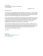 complaint letter carol kashow director  athletics recreation