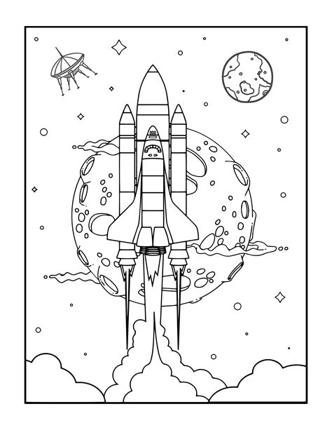 space coloring pages printable space coloring pages etsy