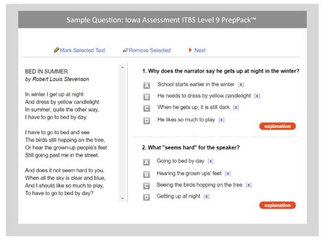 iowa assessments itbs  sample qs  testprep