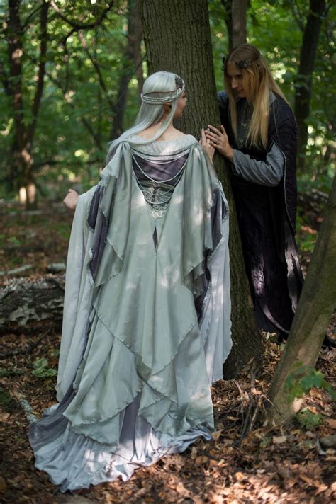 Silver Gray Elven Dress Romantic Fantasy Gown Fantasy Etsy Elven
