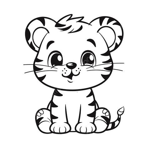 cute tiger baby cartoon coloring page vector illustration outline