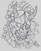 Oni Hannya Hanya Maske Tatts sketch template