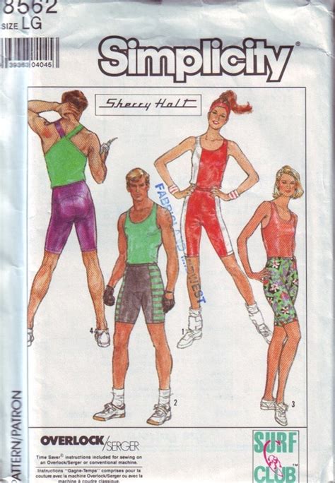 Simplicity 8562 Vintage 80s Workout Wear Pattern For Men And