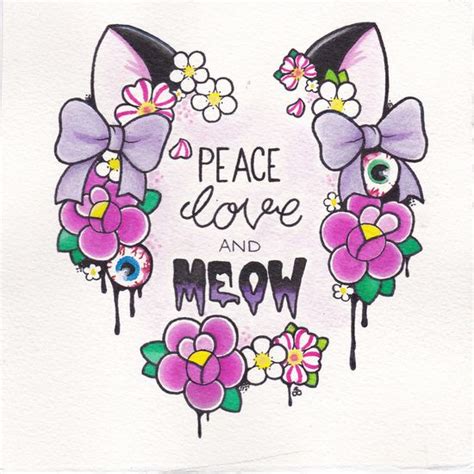 Peace Love And Meow Art Print Gatos