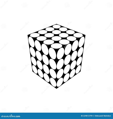 ikon foer en kub bestaende av sma kuber och cirklar volymetrisk symbol
