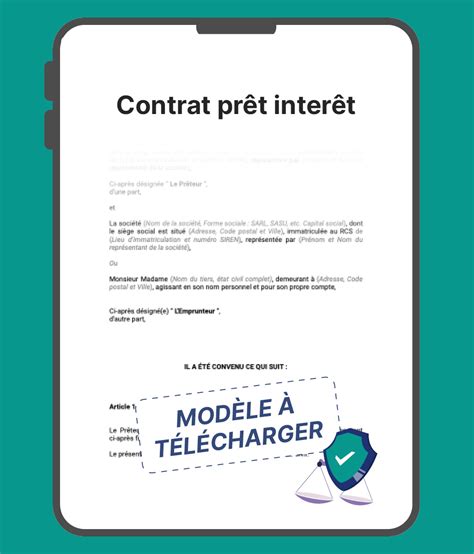 contrat de pret  interet modele  telecharger