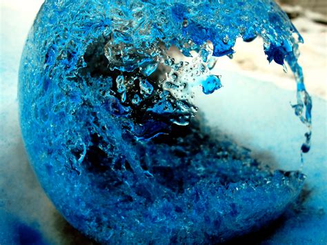 blue melting ice ball
