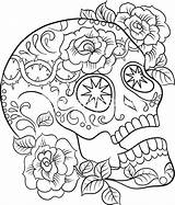 Coloring Skull Sugar Pages Adults Tattoo Print Skulls Color Book Punk Adult Total Printable Pdf Drama Advanced Books Rock Colouring sketch template