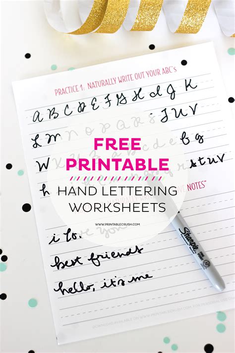 hand lettering worksheets  beginners printable crush