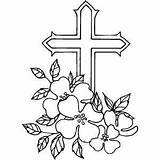 Cross Coloring Pages Flowers Dogwood Crosses Christmas Patterns Printable Easter Tattoo Roses Tree Bible Wood Flower Adults Drawing Embroidery Xmas sketch template