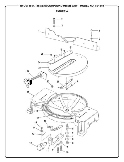 Ryobi Ts1340 10 Compound Miter Saw Parts And Accessories